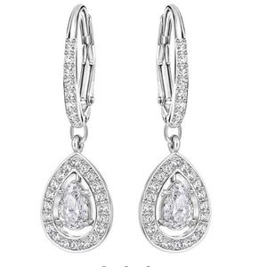 White Gold Plated Pierced Swarovski Earrings